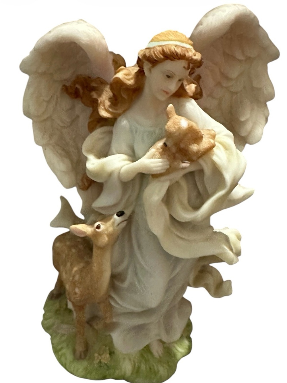 Vintage Angel Figurine Home Art Sculpture - White and Brown